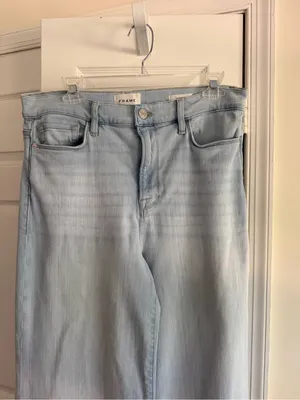 FRAME Le Palazzo High Rise Wide Leg Jeans Light Wash Size 31 NWT $288 thumbnail 9