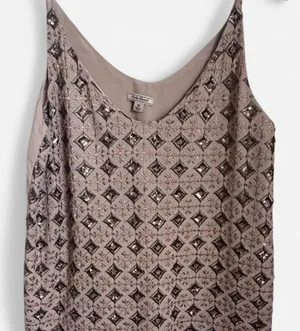 Lucky Brand Boho Sequin Camisole V-Neck Metallic Tank Top thumbnail 1