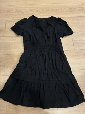 Quince Women’s Organic Cotton Poplin Tiered Mini Dress Black Size M thumbnail 3