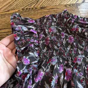 NWT Gap Medium Ruffle Shoulders sleeves Long Long Sleeve Floral High Neck Blouse thumbnail 4