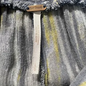 Free People Pants‎ Womens Large Gray Blue Yellow Abstract Wide Leg Boho Lounge thumbnail 13