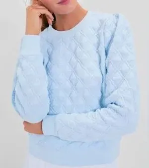 Tuckernuck Sport Quilted Sweatshirt Women S Light Blue Excellent Puff Shoulder thumbnail 1