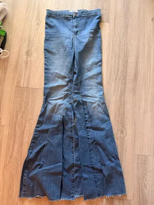 Free People Dark Blue Denim Flare Jeans thumbnail 2