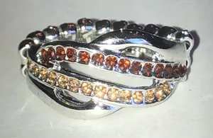 Silver Tone Sparkling Amber Crystal Knot Ring Brown thumbnail 1