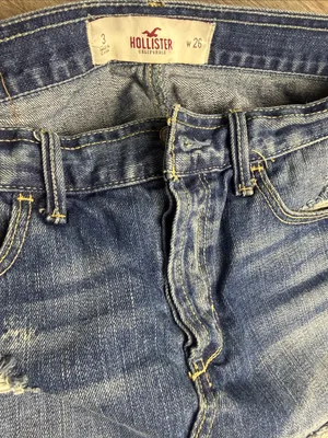 Hollister Frayed Dark Blue Distressed Denim Mini Skirt Size 3 (waist 26) thumbnail 13