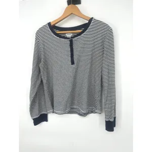 Splendid Pajama Set Women Medium Navy White Striped Henley Thermal Loungewear thumbnail 2