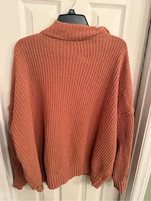 aerie Chunky Cowl Neck Sweater - Rusty Orange thumbnail 3