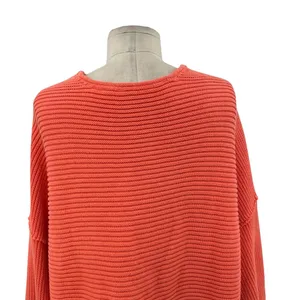 Free People La Brea Sweater V-Neck Ribbed Cuffed‎ Sleeve Coral Orange Size Large thumbnail 10