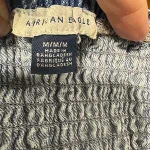 American Eagle Light Wash Denim Button-Front Halter Top medium thumbnail 5