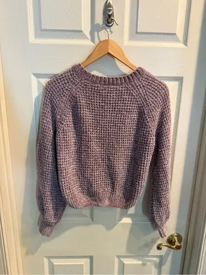 Altar'd State Mauve Waffle-Knit Crew Sweater thumbnail 10
