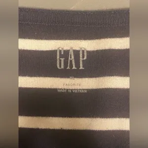 Gap Blue/White Favorite Stripe Long Sleeve Button-Shoulder T-Shirt thumbnail 5