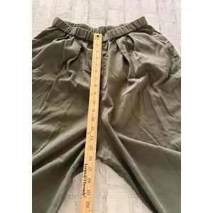 Studio CLIP Japanese Olive Green Rayon Hemp Blend Wide Leg Elastic Pants Sz L thumbnail 5
