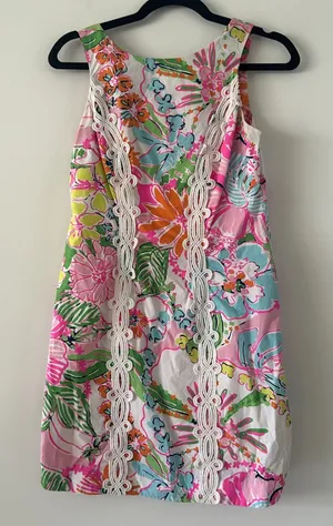 Lilly Pulitzer x Target Pink Nosey Posie Shift Mini Dress Size 2 thumbnail 1