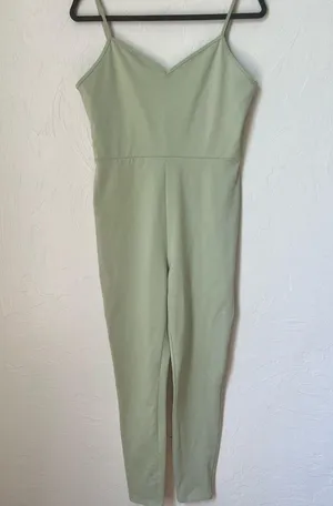 Reformation Emmy Ecostretch green jumpsuit size L thumbnail 2