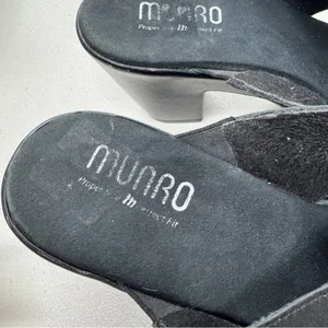 Munro Black Leather Heeled Mule Womens 7 Comfort Shoes Classic Chunky 90s Y2K thumbnail 3