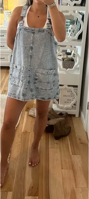 Free People Overall Dress Denim thumbnail 1