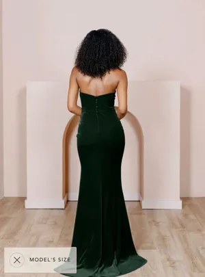 Revelry Emerald 614 Velvet Bridesmaid Dress thumbnail 2