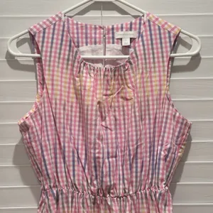 Charter Club Women S Cotton Preppy Party Plaid Midi Baby Shower‎ Pink Blue Dress thumbnail 3