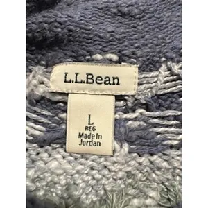 L.L. Bean Fair Isle Sweater Large Blue Cotton Mock‎ Neck Nordic Cottagecore thumbnail 7
