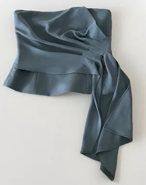 Zara blue Draped Bustier Top   thumbnail 2