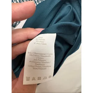Boden size 16 boat neck Classic green white teal Houndstooth Shift Dress thumbnail 9