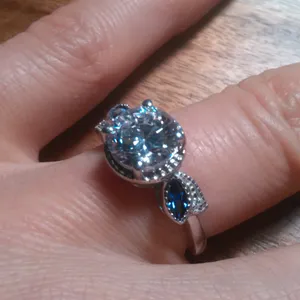 Simulated Tanzanite and Simulated Diamond Sterling Silver Ring (Size 6.75) thumbnail 13