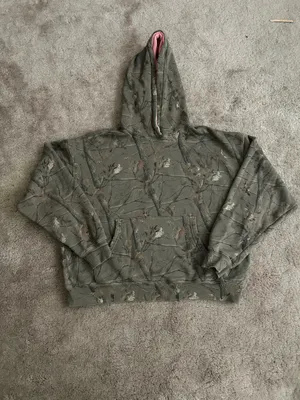 Dairy Boy The Boyfriend Hoodie Evergreen Camo/Pink Appliqué Women's Size Large thumbnail 5
