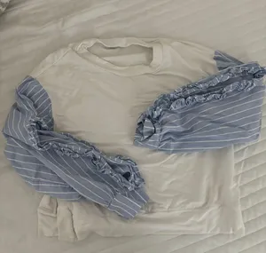 Blue And White Striped Ruffle Sleeve Top thumbnail 2