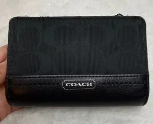 COACH Black Signature Canvas Wallet thumbnail 1