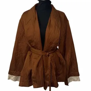 Zara Brown Belted Wrap Kimono Oversized Jacket(Size Small) thumbnail 4