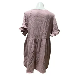 Madewell Women's L Pink Ruffle Sleeve V-Neck Short Minidress thumbnail 2