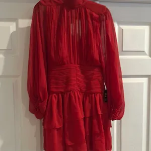 Express mock neck long sleeve ruffle mini dress thumbnail 8