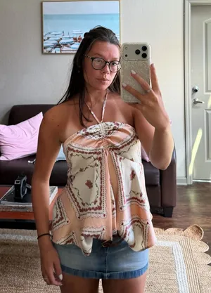 Vintage Pink Paisley Picnic Halter Top thumbnail 1