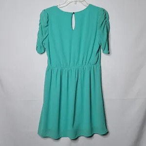 NWOT Freebird sheer poof sleeve vneck green dress sz Sm thumbnail 6