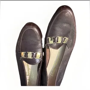 SALVATORE FERRAGAMO Boutique Brown Leather Gancini Link Strap Loafers Size 5‎ B thumbnail 10