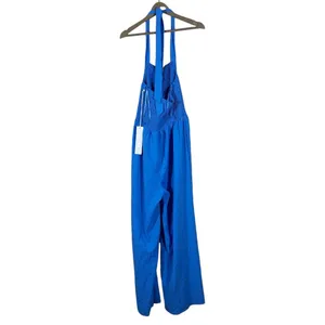 NWT Lumiere Smocked Halter Solid Wide Leg Jumpsuit Blue Boho Summer Size M thumbnail 4