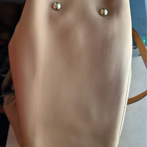 Sondra Robert squared pebbled, faux, leather satchel purse, gold accents, great thumbnail 6