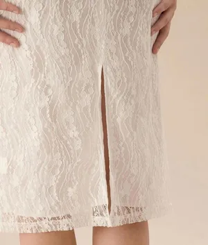 RIHOAS White Lace Boat Neck Slit Midi Dress L 74 thumbnail 5
