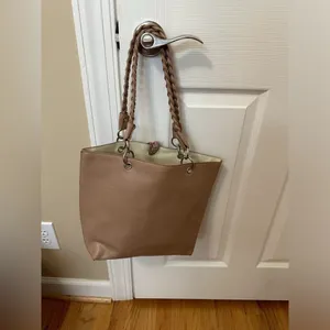 Taupe Faux leather tote thumbnail 3