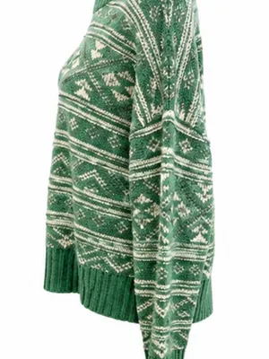 American Eagle Green & Cream Fair Isle Sweater Size Medium thumbnail 2