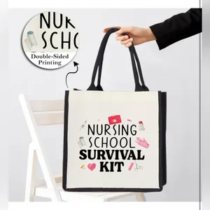 Source Unknown Nursing School Survival Kit Canvas Tote Bag NWT Reusable Multiple Use Tote thumbnail 8