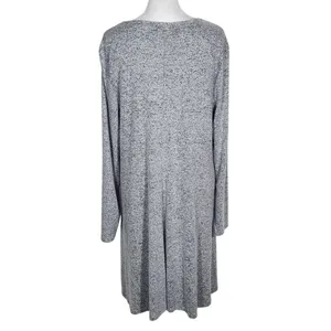 Old Navy Gray Knee-Length Swing Dress Size Large Gray Long Sleeve Knit Dress thumbnail 2