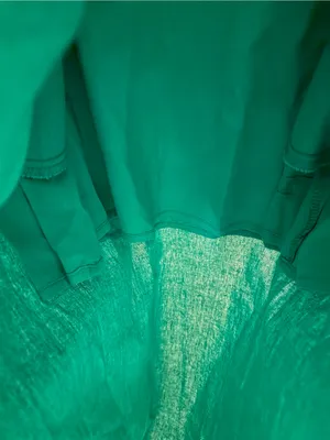 Entro green dress with contrasting light blue trim and notched V-neckline thumbnail 7