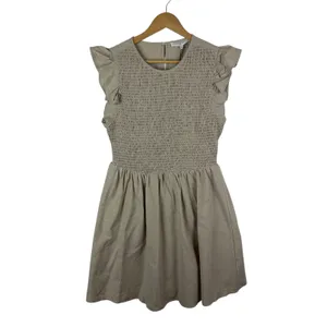 NWT English Factory Smocked Ruffle Sleeve Dress Sz M‎ Beige Fit & Flare Neutral thumbnail 2