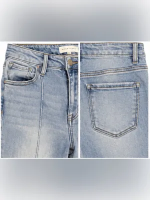 Risen Jeans Light Wash High Rise Straight Leg Front Seam Jeans Size 7/28 thumbnail 5