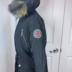 Rocawear ArcticBlast Puffer Parka w/ Fur Hood & Rhinestone Winter Ski Black M thumbnail 7