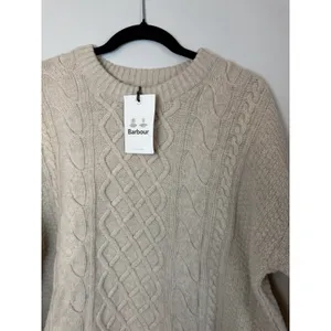 Barbour Daffodil Knit Pull Over wool Sweater Women's Sz 12 Oatmeal NWT thumbnail 7