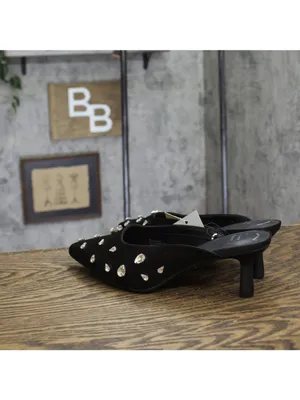 NWT A New Day Womens Katia Heels Satin Teardrop Mules 94663384 Black 9.5M thumbnail 3