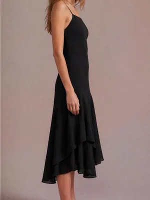 🌺 Urban Outfitters Black Slip Dress XS 0-2 Sheer Hem Layered Minimalist NWT thumbnail 3