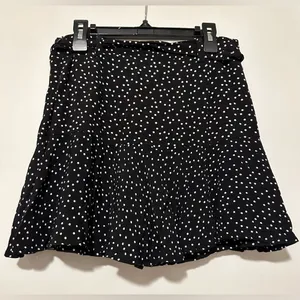 Zara Polka Dot Mini Skort Black and White tie belt size M thumbnail 5
